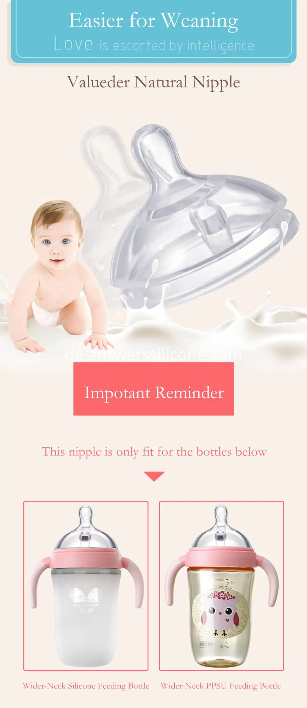 Silikonmilchflasche Baby-Tropfflasche Stillnippel durch Silikon-Spritzguss
